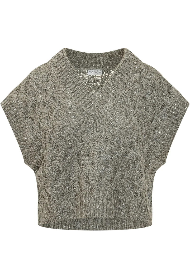 Maglia con Scollo a V Traforata