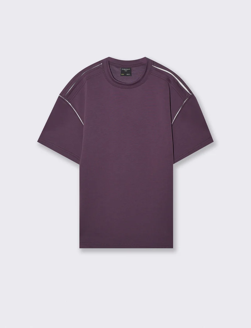 Felpa manica corta interlock misto cotone - Viola
