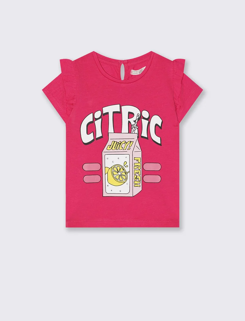 Tshirt con rouches e strass per look casual - Fuxia