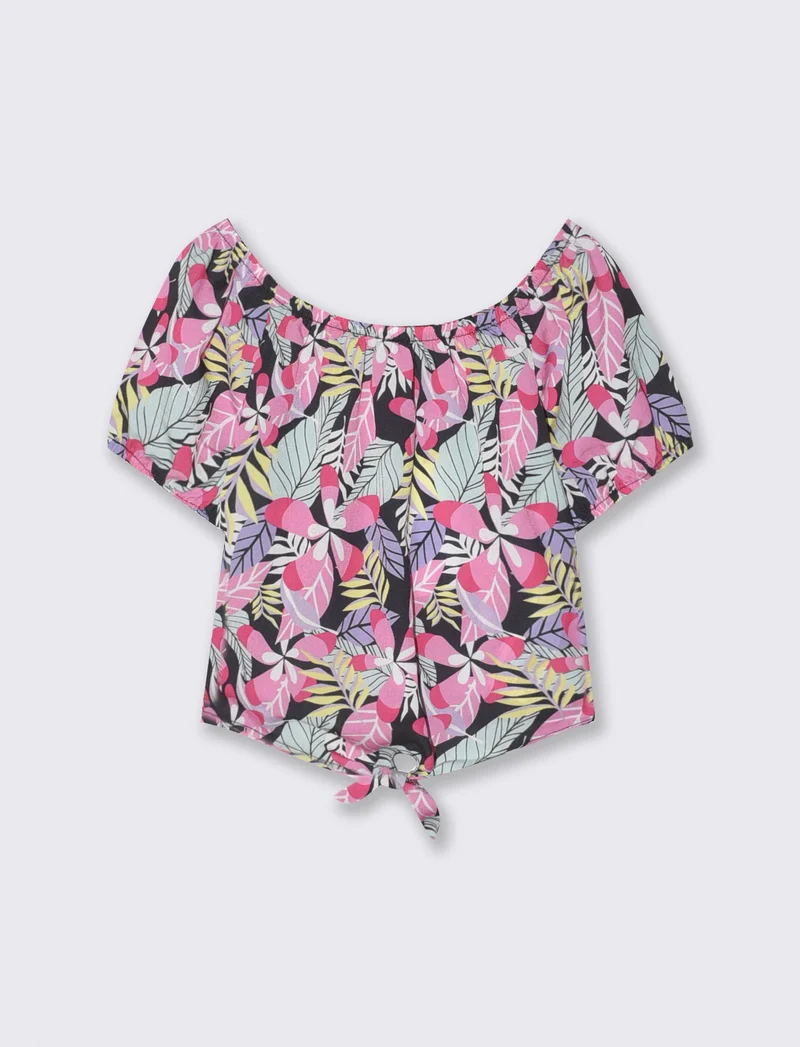 Top in crêpe con nodo decorativo - Fantasia