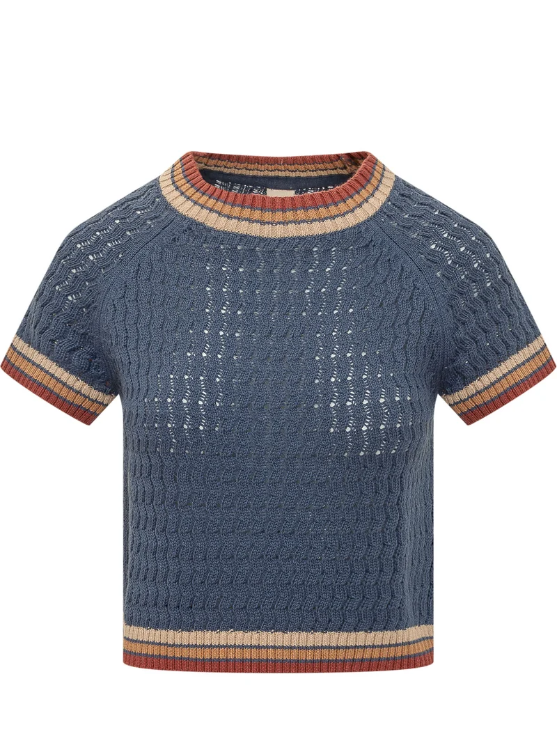 Maglia Girocollo in Punto Traforato