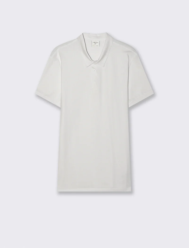 Polo Collo Derby in Cotone Elasticizzato - Bianco