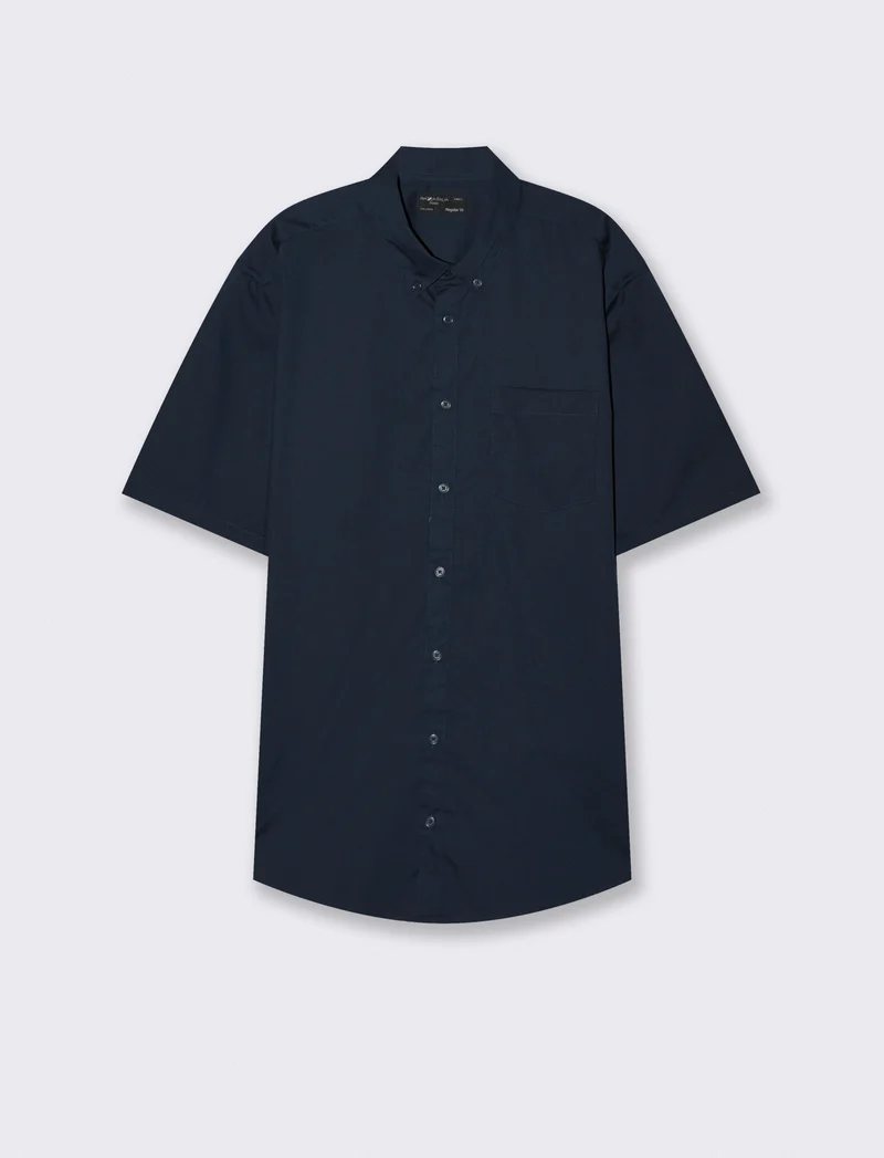 Camicia Regular Fit Easy Iron Botton Down - Blu