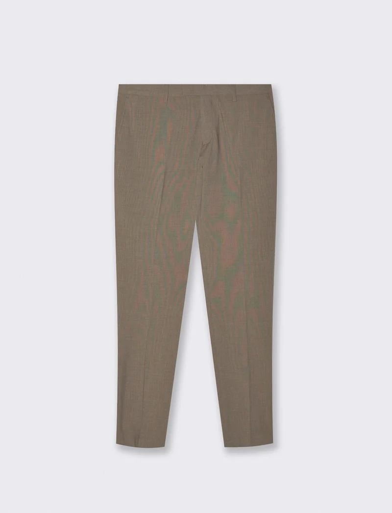 Pantaloni Formal Fit Micro Struttura Melange - Grigio fango