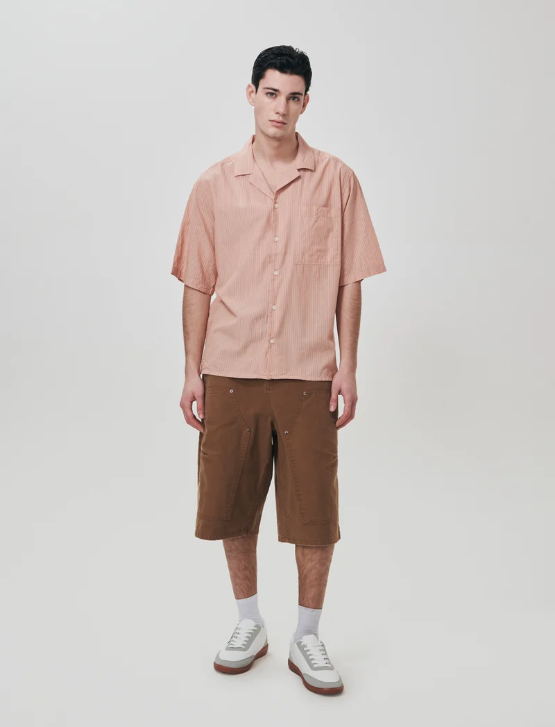 Bermuda long fit in canvas di cotone - Marrone