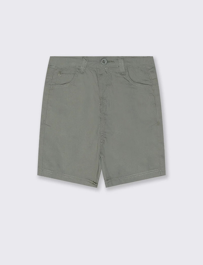 Bermuda in cotone con tasche a filo - Verde salvia