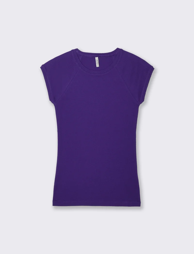 T-shirt basica slim in cotone raglan - Viola