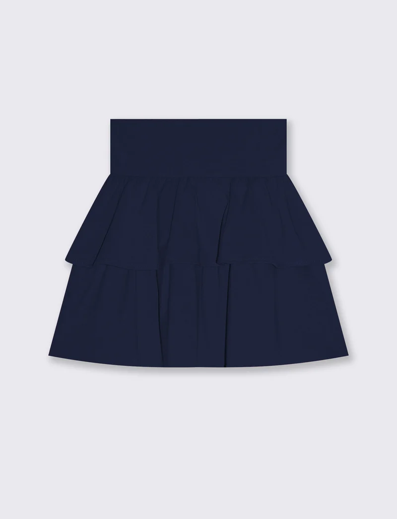 Gonna da bambina in cotone con balze - Blu
