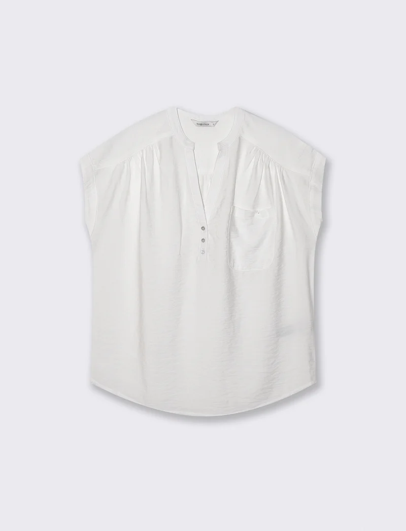 Blusa Giro Manica con Tasca - Avorio