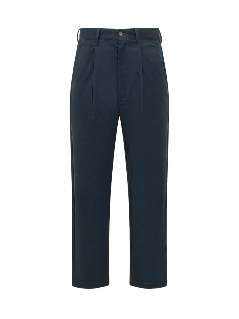 Pantaloni Relaxed con Pinces in Cotone