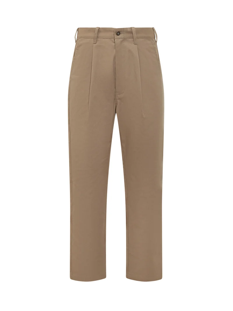 Pantaloni Relaxed con Pinces in Cotone