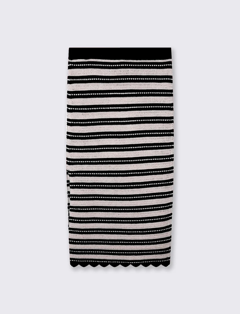 Gonna lunga in crochet con elastico e spacco - var 1