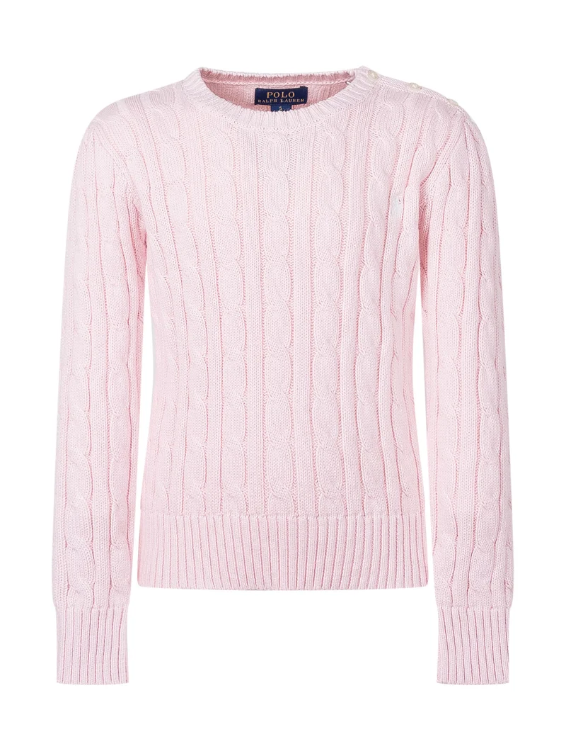 Maglione Girocollo a Trecce in Cotone