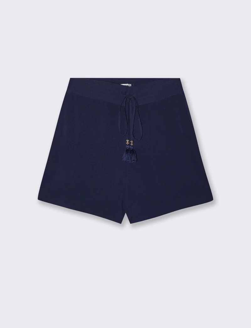 Short con elastico e coulisse in vita - Blu