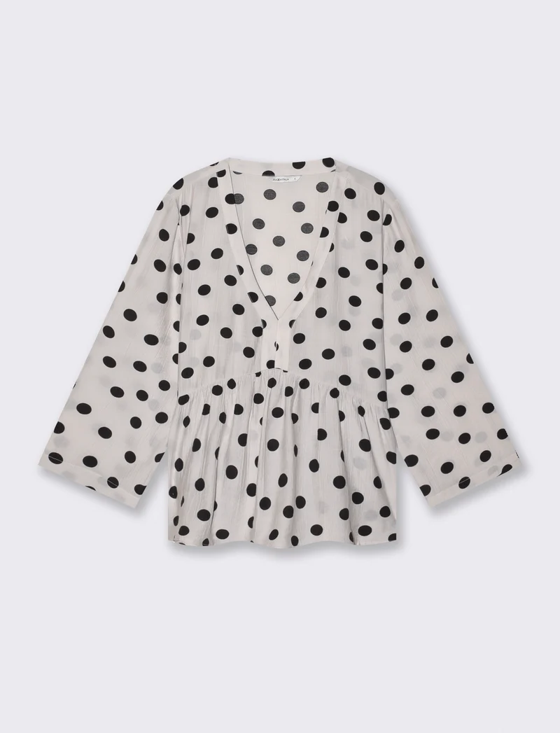 Blusa V Decorata con Perline Colorate - var 1