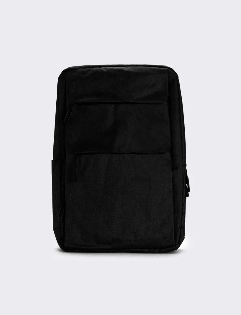 Zaino uomo basic in nylon con zip - Nero