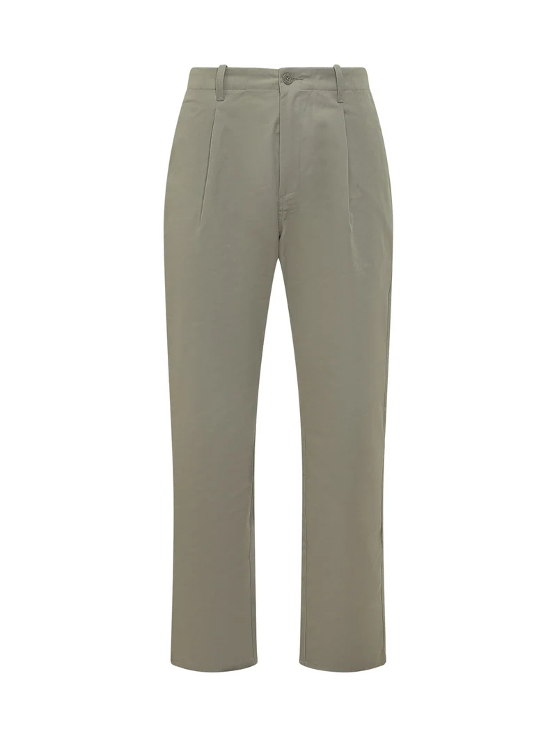 Pantaloni Tapered con Pinces in Cotone