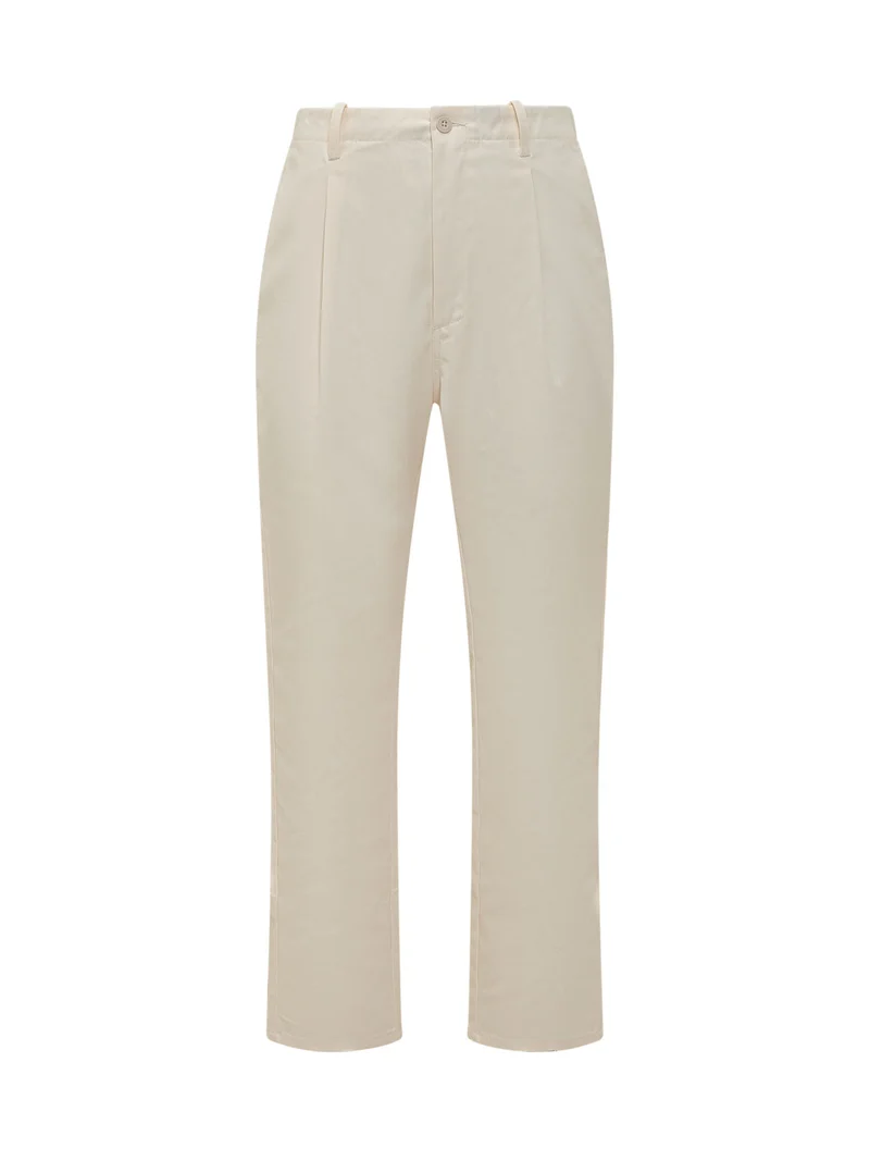 Pantaloni Tapered con Pinces in Cotone