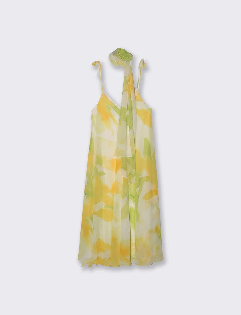 Vestito lungo con bretelle e cintura - var 1