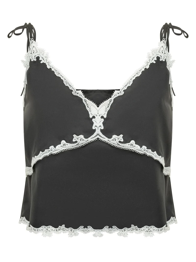 Top a Bretelle con Inserto in Pizzo