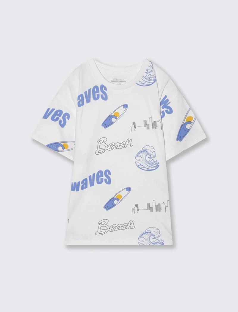 T-shirt girocollo estiva e energica - Bianco