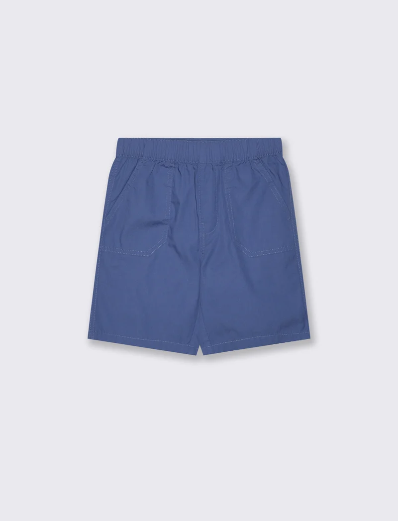 Bermuda in cotone tinta unita con tasche - Blu oceano