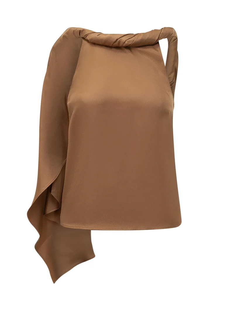 Top Monospalla con Collo Intrecciato e Drappeggio