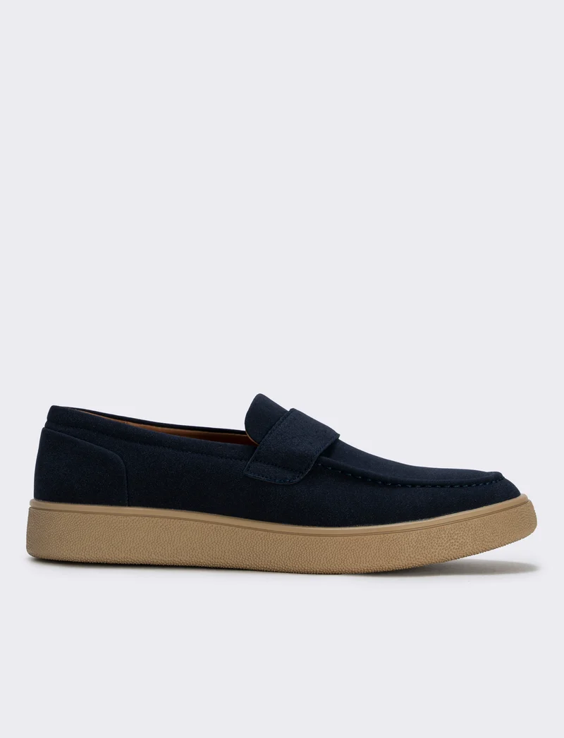 Mocassino uomo in poliuretano scamosciato - Blu