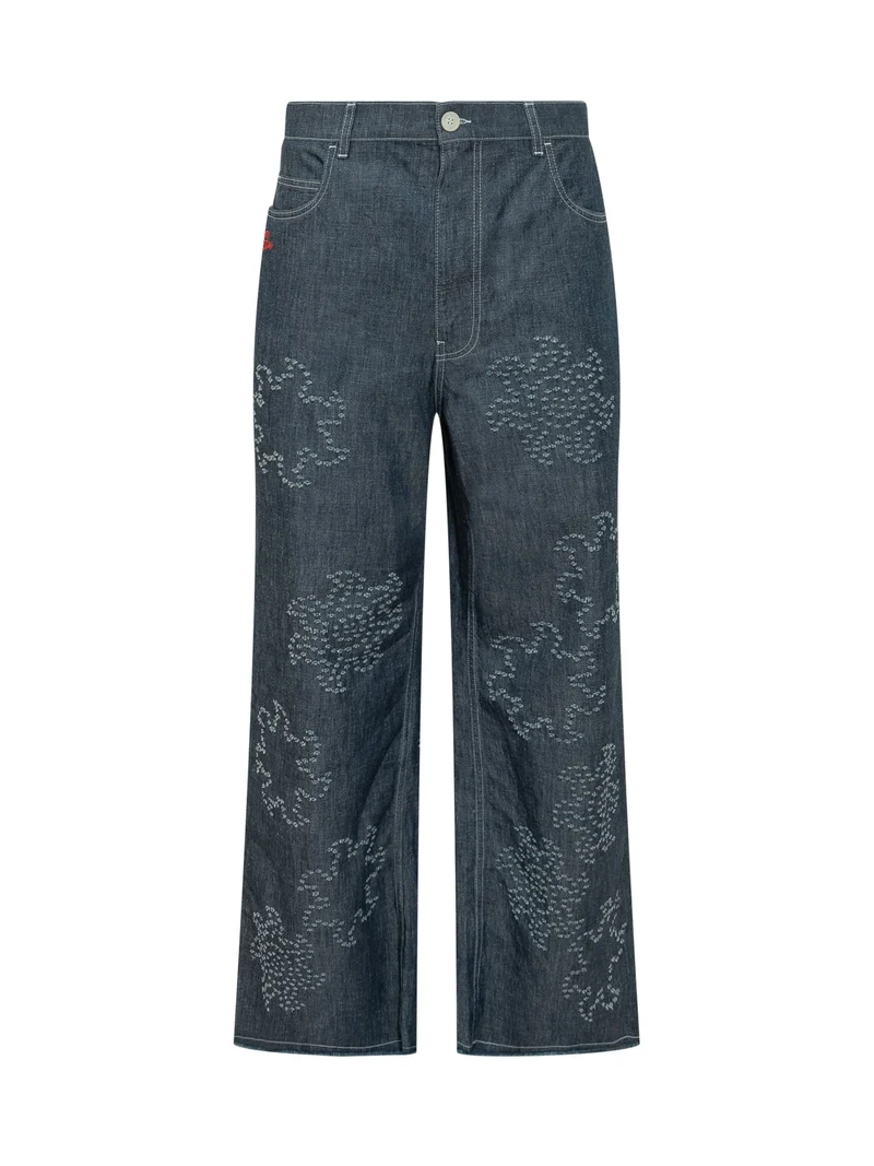 Pantaloni con Tasche e Motivo Grafico Allover