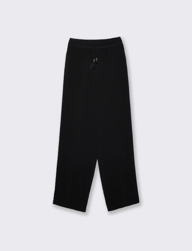 Pantaloni elasticizzati con coulisse vita - Nero