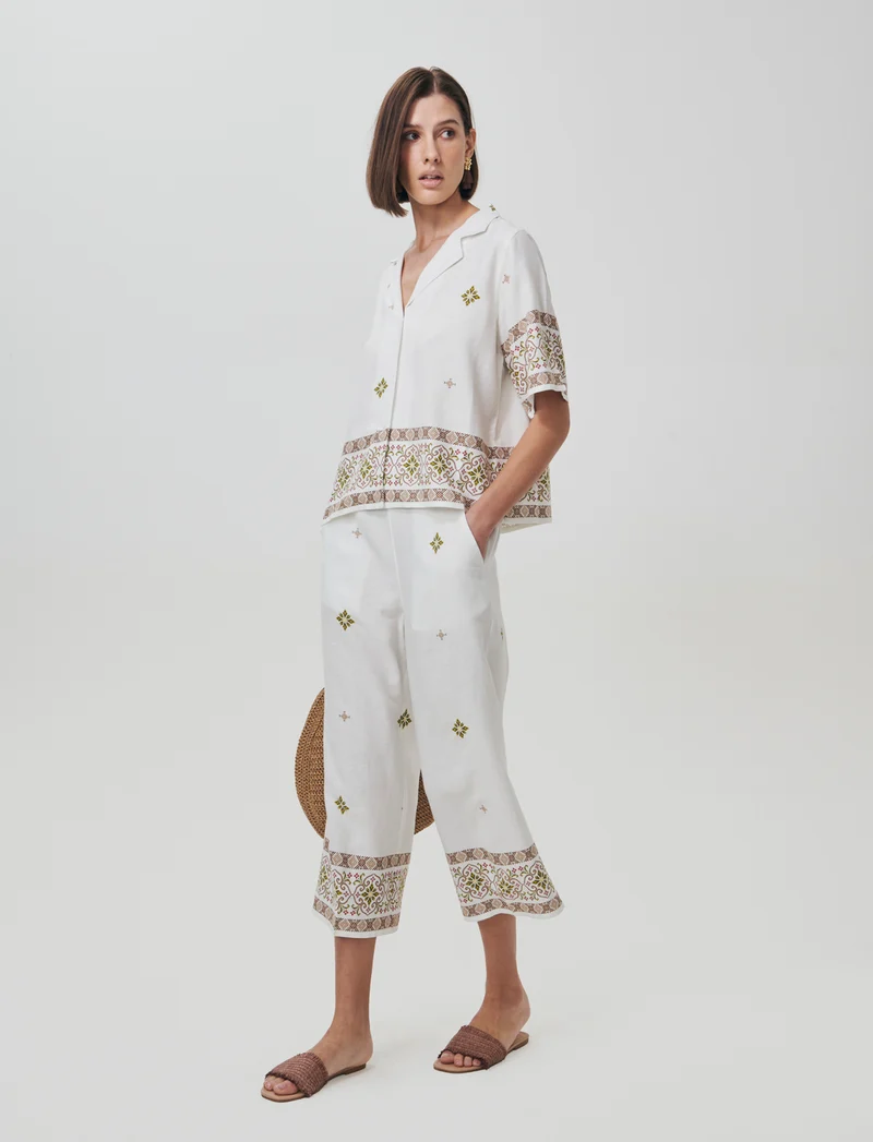Pantalone Coulotte Misto Lino con Elastico - var 2