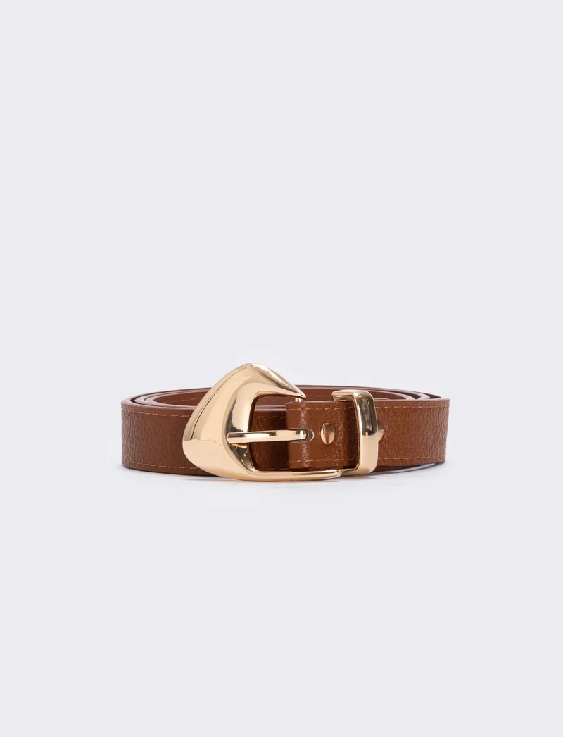 Cintura asimmetrica con fibbia elegante - Marrone