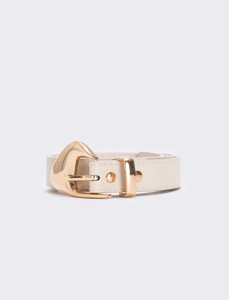 Cintura asimmetrica con fibbia elegante - Beige