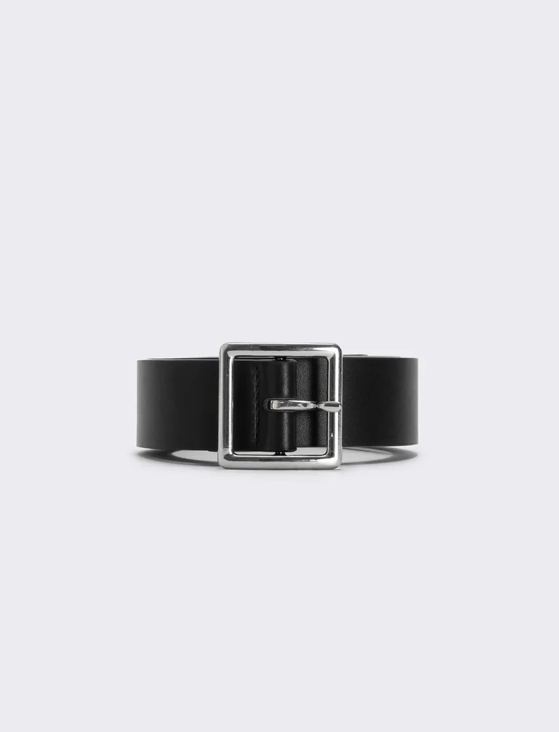 Cintura fibbia satinata elegante e versatile - Nero