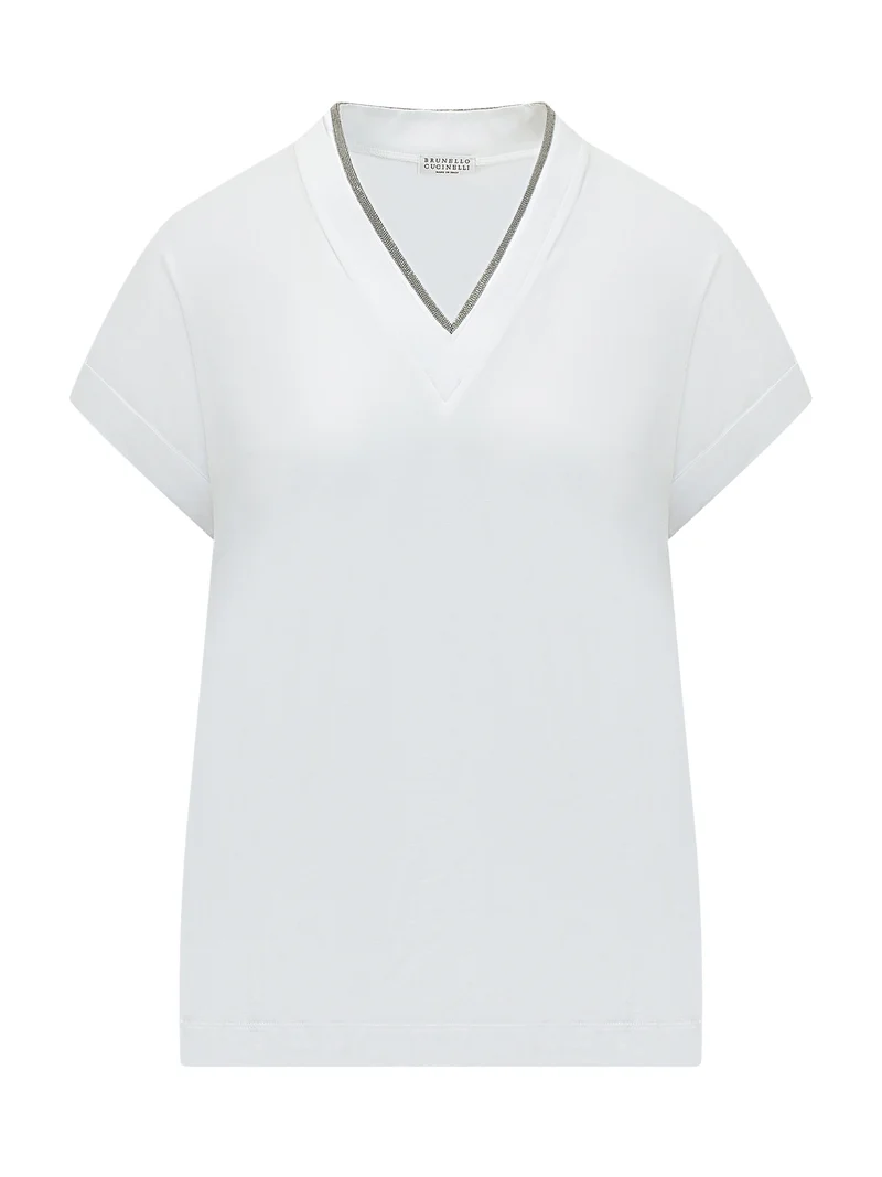 Top Scollo a V Maniche Corte