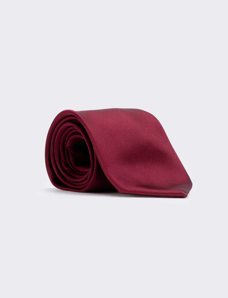 Cravatta raso 8 cm per uomo elegante - Bordeaux