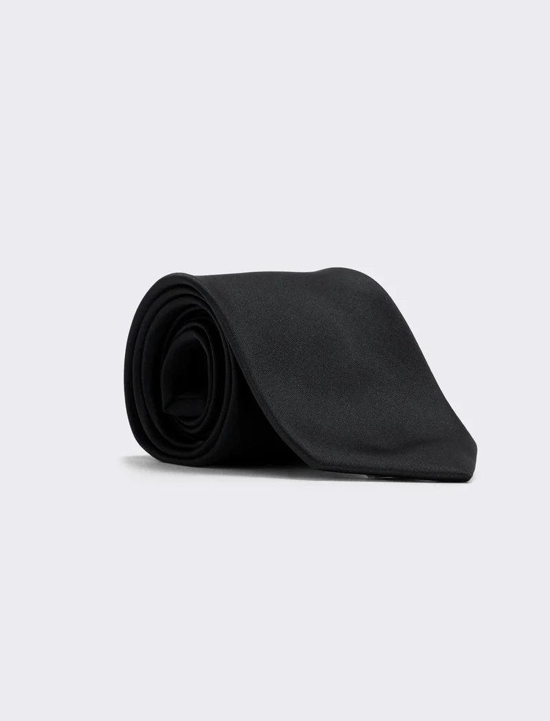 Cravatta raso 8 cm per uomo elegante - Nero