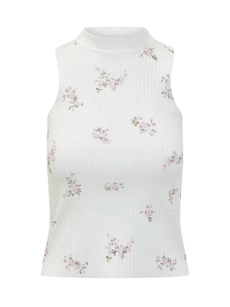 Top A Costine Floreale Smanicato