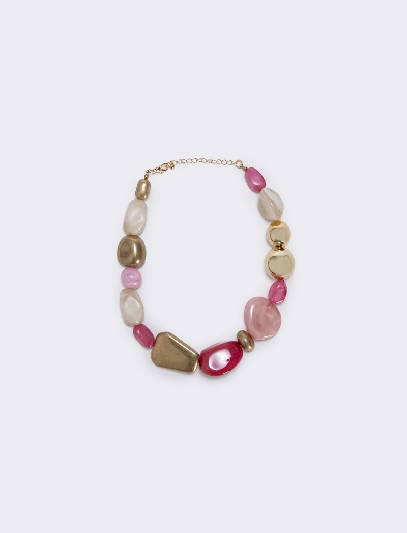 Collana di pietre in forme diverse - Rosa