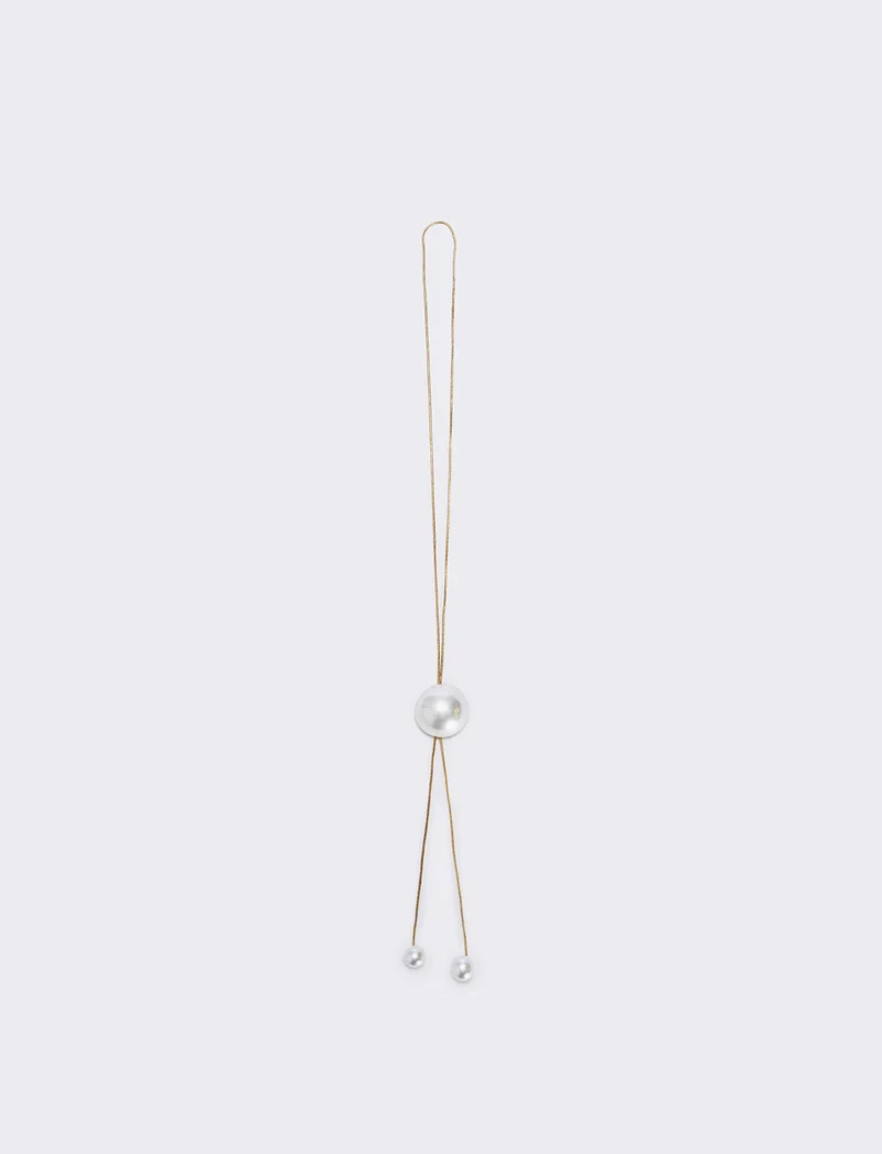 Collana saliscendi con mezza perla elegante - Argento