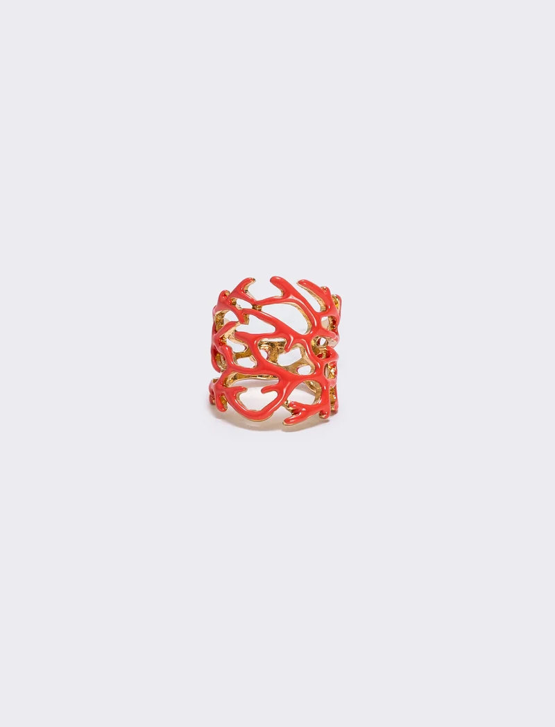 Anello con rami di corallo - Arancio