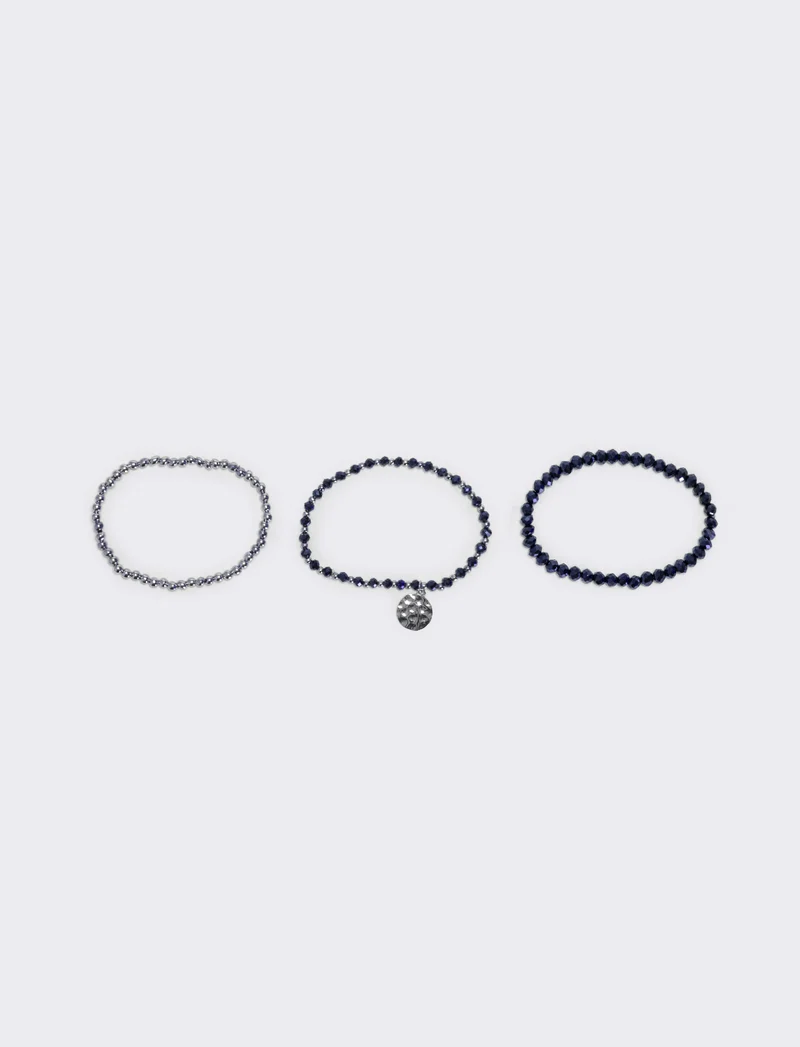 Bracciale tre fili con medaglina - Blu