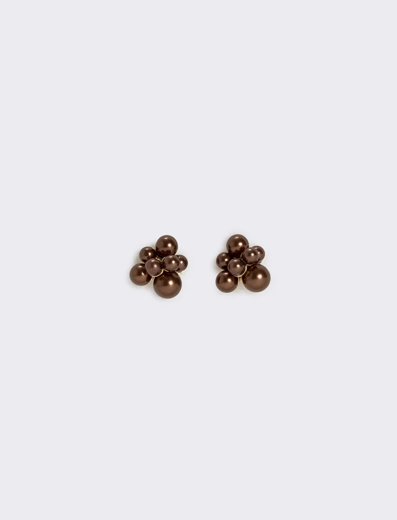 Orecchino grappolo di perle eleganti - Rame