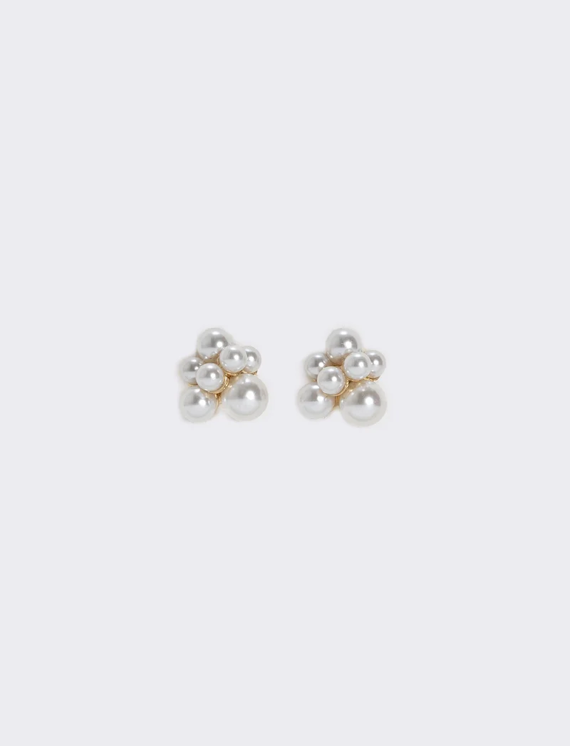 Orecchino grappolo di perle eleganti - Bianco natural