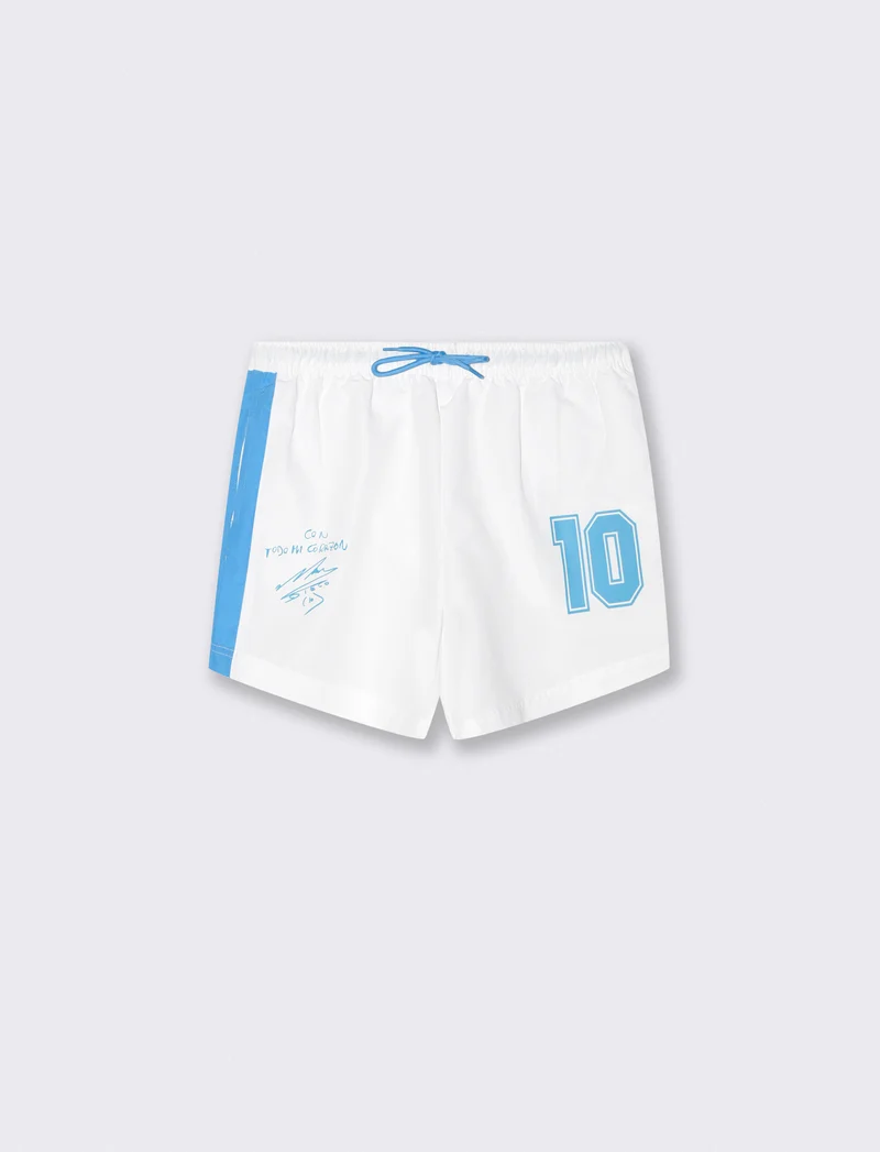 Costume mare D10S con stampa e laccio - Bianco