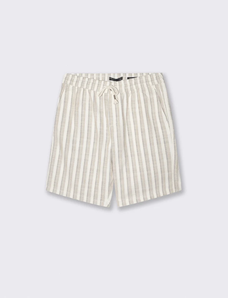 Bermuda jogger effetto maglia rigata - Beige