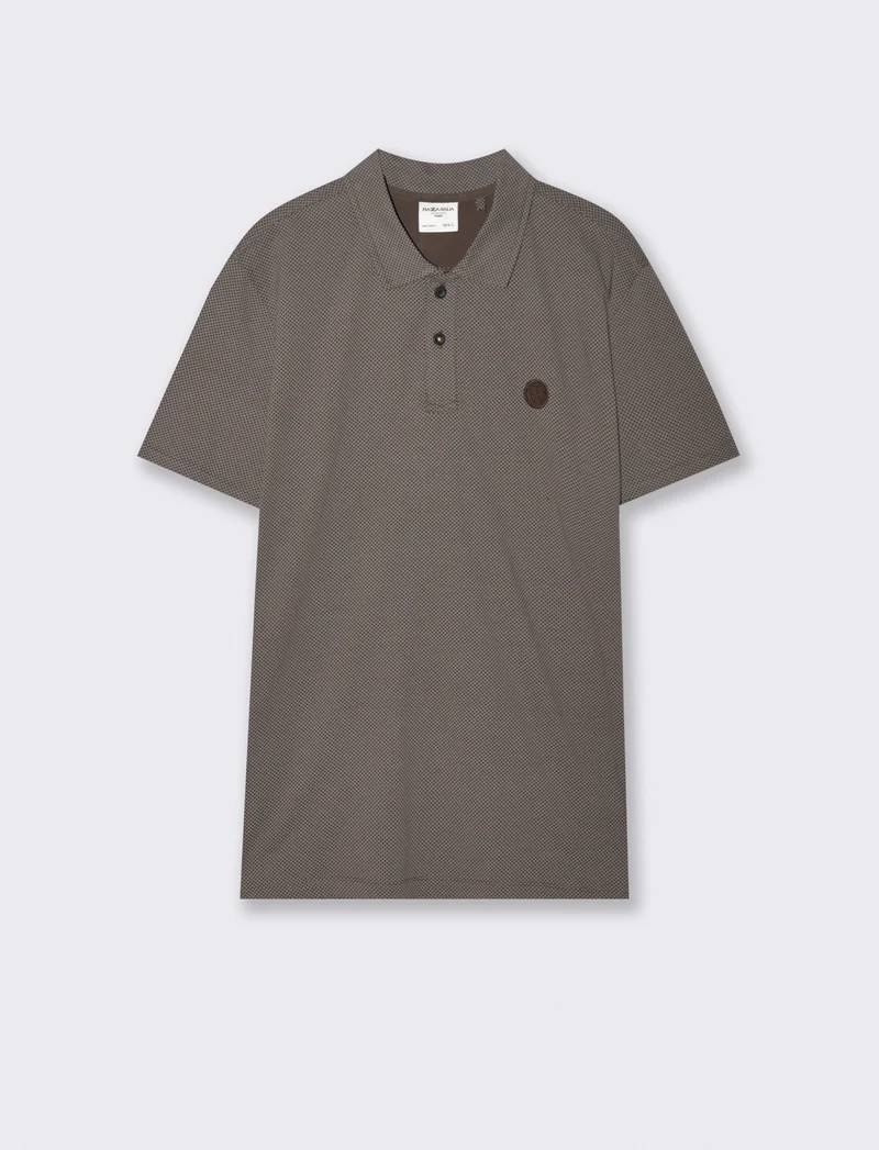Polo Premium in Cotone Stampato All Over - Moro