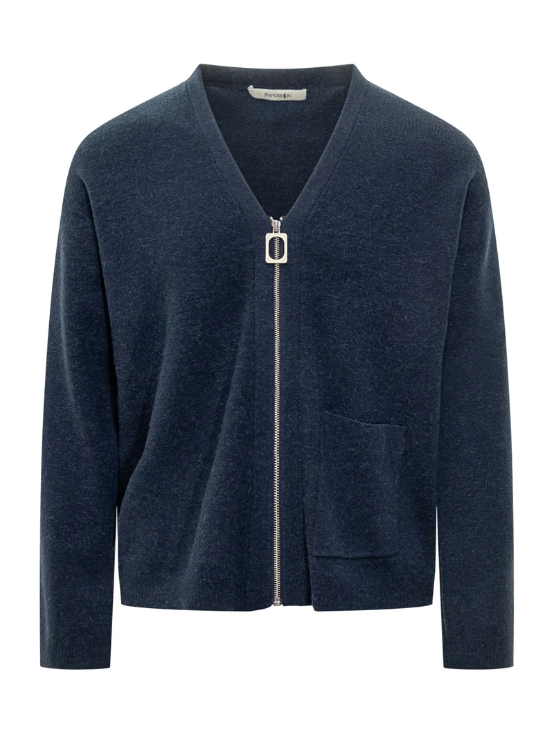 Cardigan Zip Blu Navy J.W Anderson