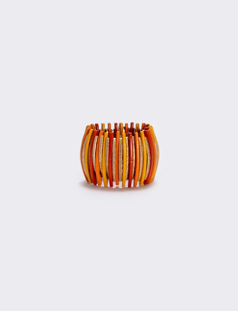 Anello elastico con barrette colorate - Arancio