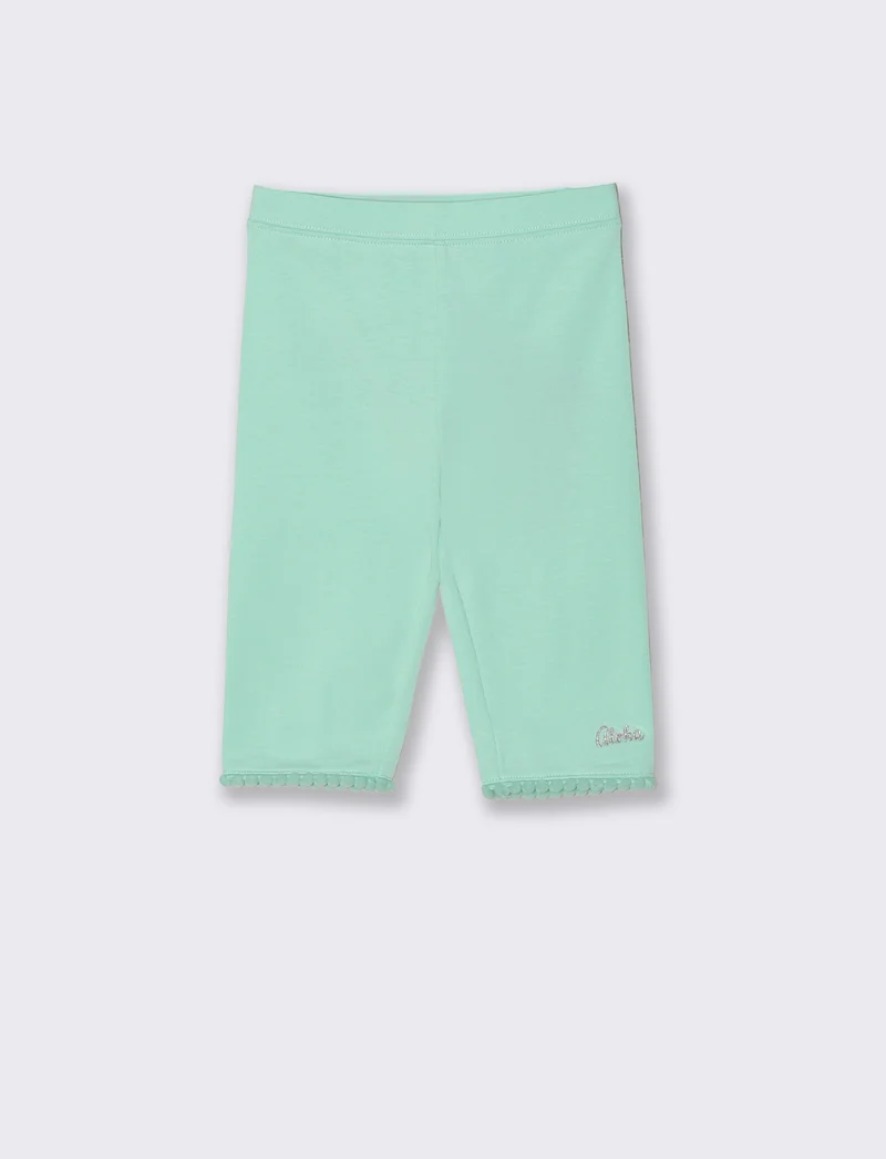 Leggings al ginocchio con ricamo e passamaneria - Verde acqua